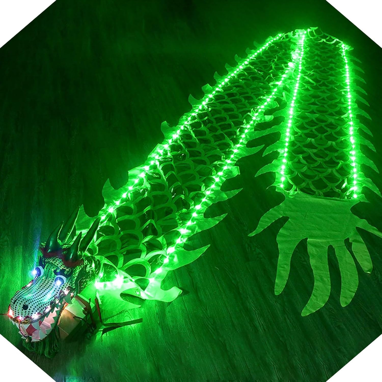 TFG - Ttfd Dancing Dragon Flag Outdoor Night Juggling, Square Sports Fitness Flinging Dancing Dragon Adult Toys(Green,3m)