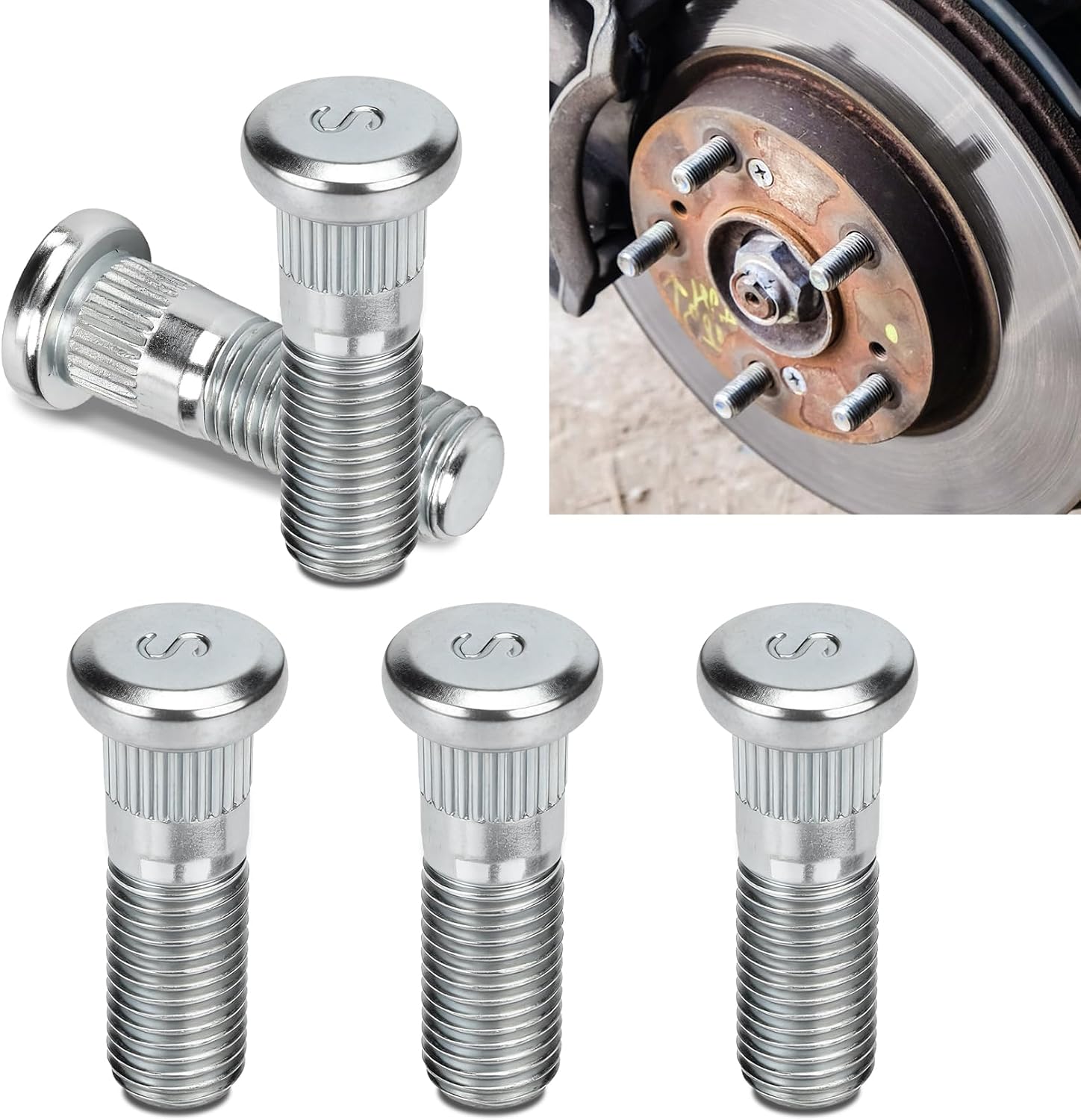 5PCS M12x1.5 Wheel Studs, Tire Studs, 44mm Long & M12x1.5 Steel Lug Bolts, Front Rear Wheel Lug Stud Car Accessories Fit for Honda Accord Civic City Element Prelude Acura Insight (5PCS)