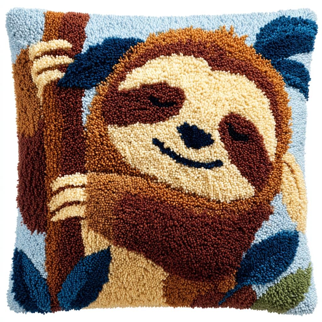 WallustrioaW Latch Hook Cushion Kits for Adults,Animal Sloth