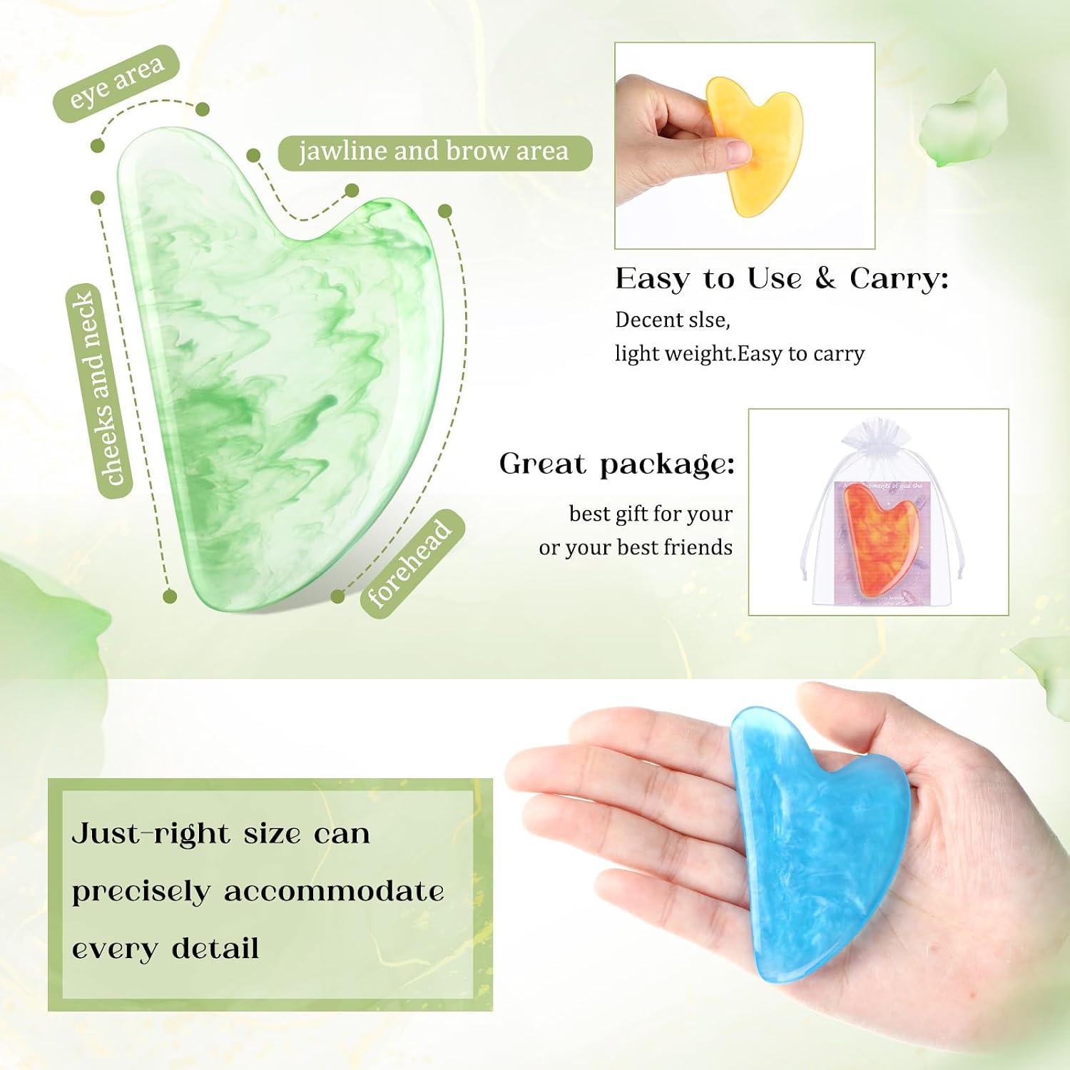 Sherr 24 Sets Gua Sha Facial Tools Bulk Resin Heart Shaped Guasha Boards with Organza Pouch and Cards for Face Body Massage Relaxation Self Care Ideal Spa Acupuncture Prevent Wrinkles(Deep Colors)
