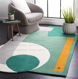 Hand Tufted Irregular Unshaped Designer Woolen Carpets for Living Room Bedroom and Hall Size 5x8 Feet (150x240 cm) Color B2 Multi