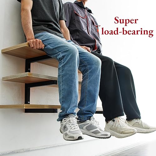 Miniatura 5 de Estante de almacenamiento de madera para montaje en pared, organizador de madera de metal resistente con 6 niveles, cada estante soporta hasta 200