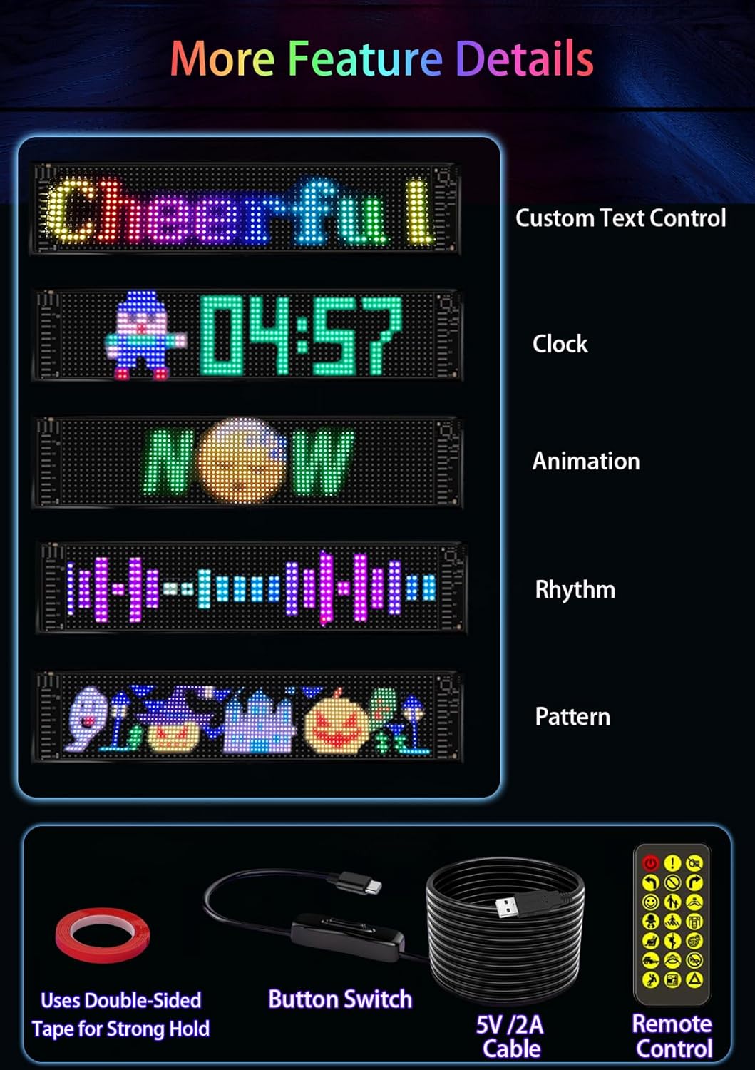 MIMIRGB Devil Eyes Light for Windshield Cars/SUVs Programmable LED Eyes [Upgraded Chip Two Screens 100% Synchronized] 15"x4" with APP & Remote Control 5V USB Powered (1 Pcs)