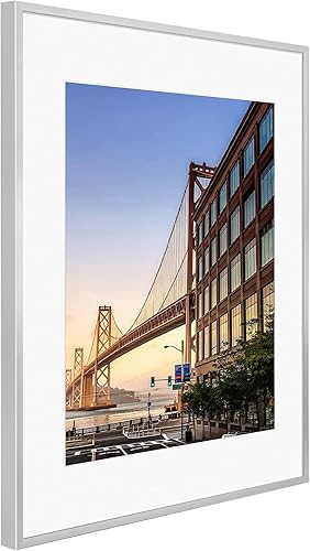 Vista 13 de Frametory - Marco de aluminio de 11 x 14 para fotos de 8 x 10 (en pulgadas), con paspartú marfil, de pared, con gancho de sierra, pestañas Bronce