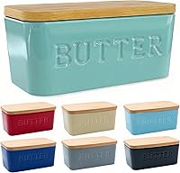 Vista 9 de PriorityChef - Mantequillera extragrande con tapa para encimera, recipiente de mantequilla de cerámica con tapa hermética, conservador