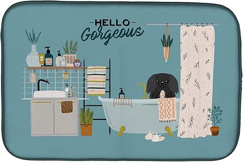 Miniatura 394 de Caroline's Treasures CK7824DDM - Tapete absorbente para secado de platos con diseño de bulldog inglés, rojo y blanco, para encimera de cocina, 14 x