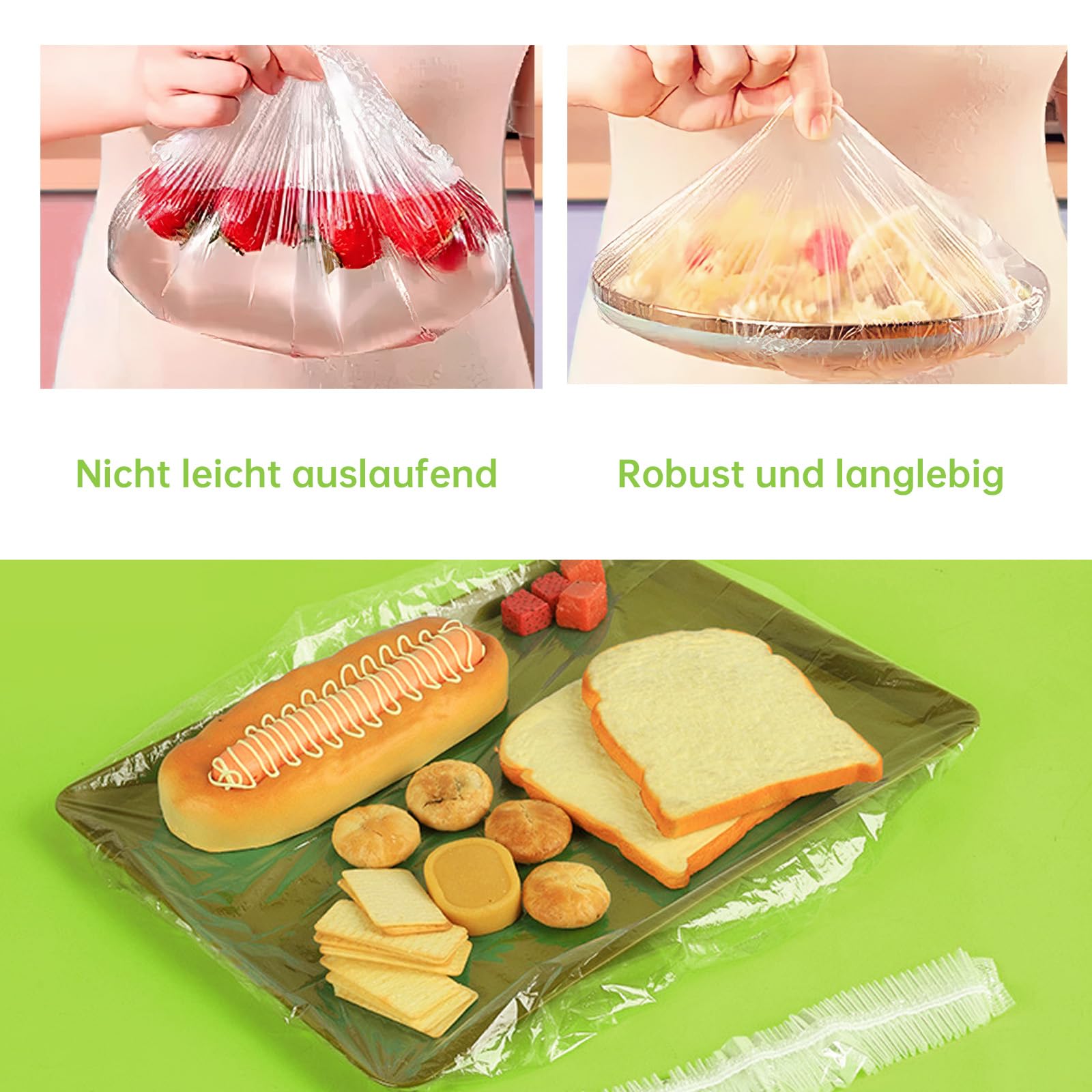 300 Stück Frischhaltehauben Mit Gummizug - Lebensmittelabdeckung Elastisch Bis 40cm