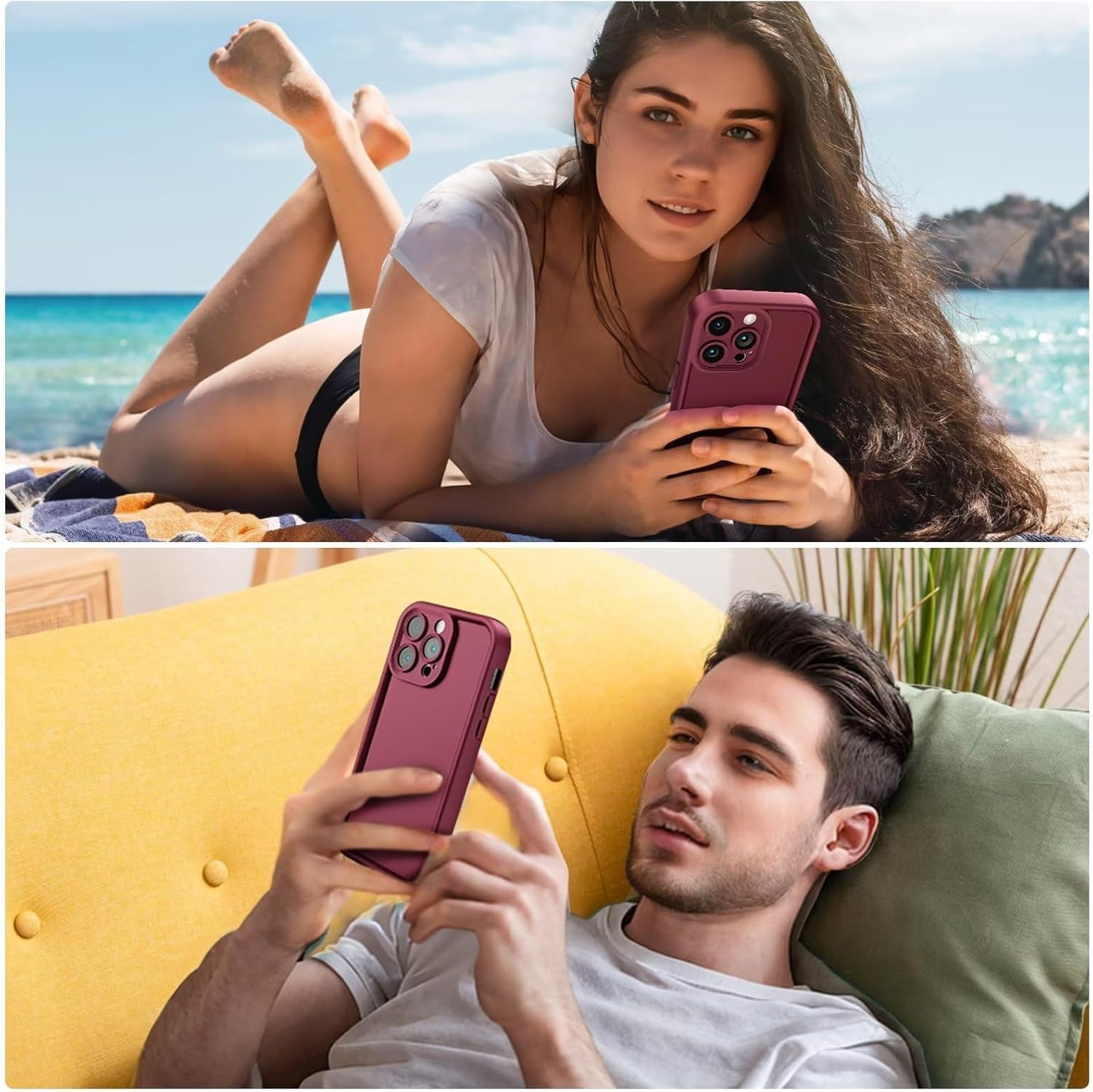 DESSEN Silikon Hülle Für Xiaomi Mi 11 Lite 5G/4G/NE - Stoßfest, Mit Kameraschutz, Weiches TPU, Weinrot