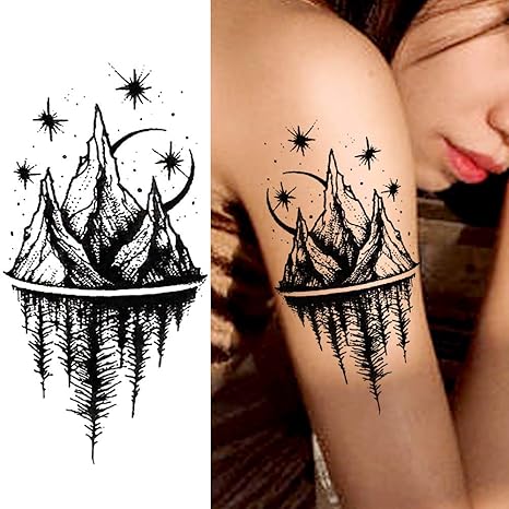 Laroi 10 Sheets Large Black Geometric Mountains Anchor Arrows Adult Temporary Tattoos Women Men Fake Full Arm Tattoo Sticker Girls Women Hourglass Tattoos Bracelet Men Tatoos Amazon De Beauty