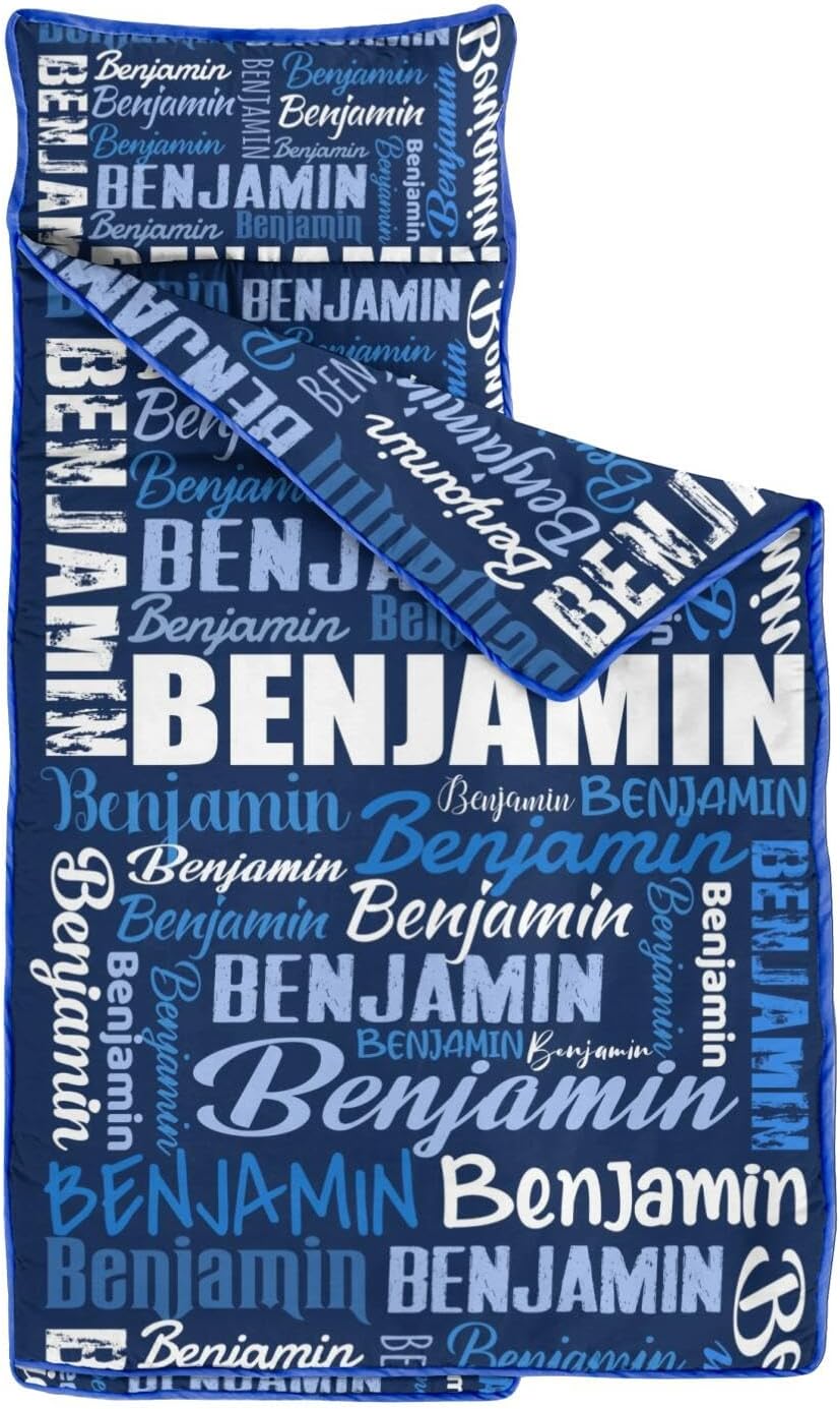 Personalized Toddler Nap Mat with Name – Custom Monogrammed Sleeping Bag with Pillow & Blanket for Kids – Soft, Roll Up Portable Nap Mats for Daycare, Preschool & Kindergarten