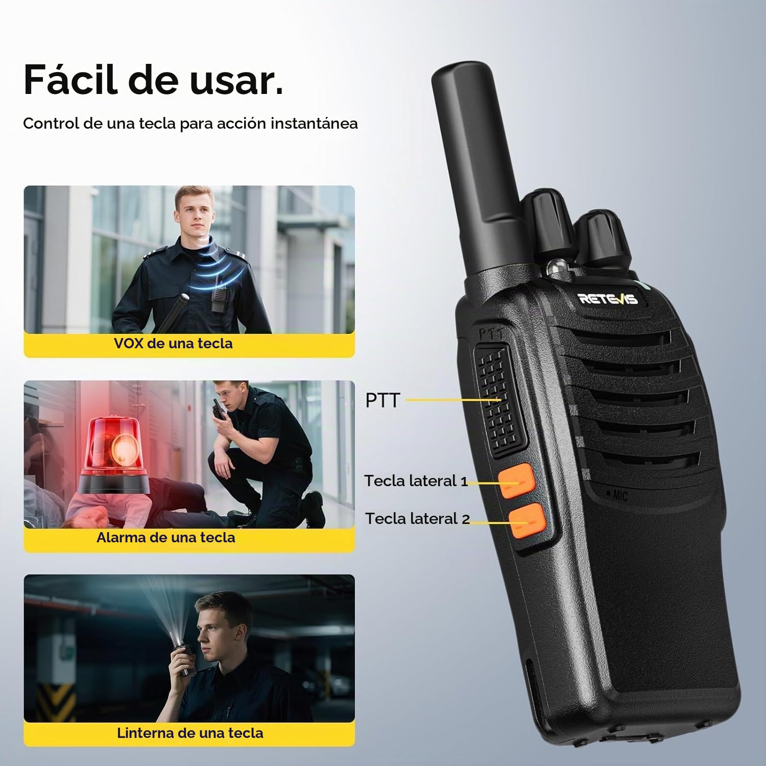 Retevis H777 Walkie Talkie con Auricular, Profesional Walkie-Talkie con Cargador de 10 Ranuras, PMR446 Radio Sin Licencia, VOX, USB-C Walkies con Auricular para Comercial y Seguridad (Negro, 10 Pcs)