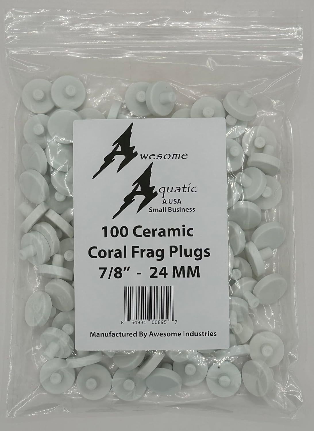 Awesome Aquatic Ceramic Coral Frag Plugs/Disks/Base Frag Plug Frag Plate Frag Disc (100 Pack 24 MM)