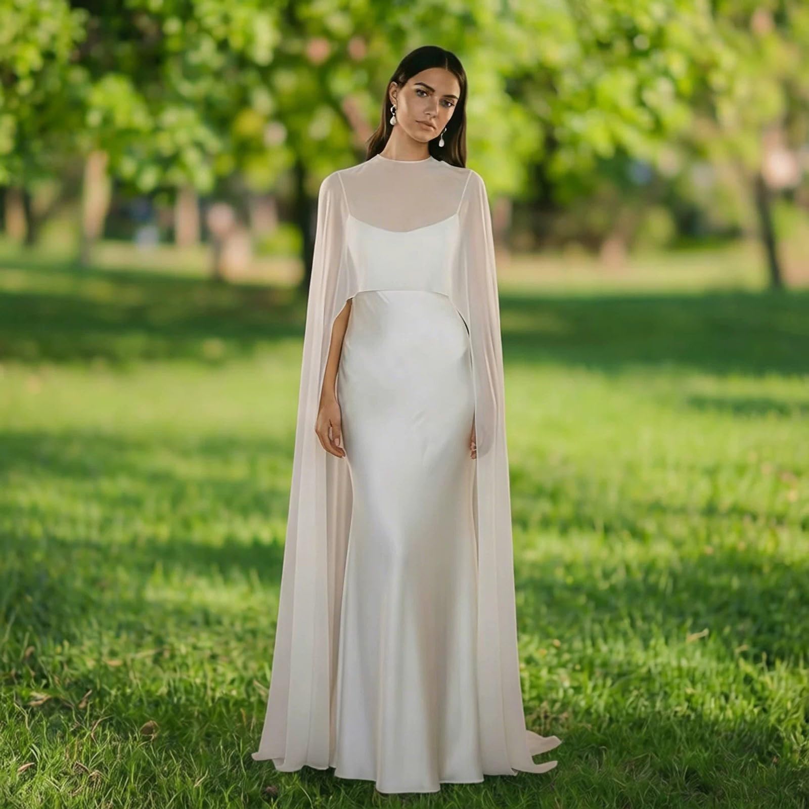 Châle élégant sur le thème fantastique avec ourlet fluide disponible en 3 longueurs pour une occasion spéciale et un événement de mariage irrégulier