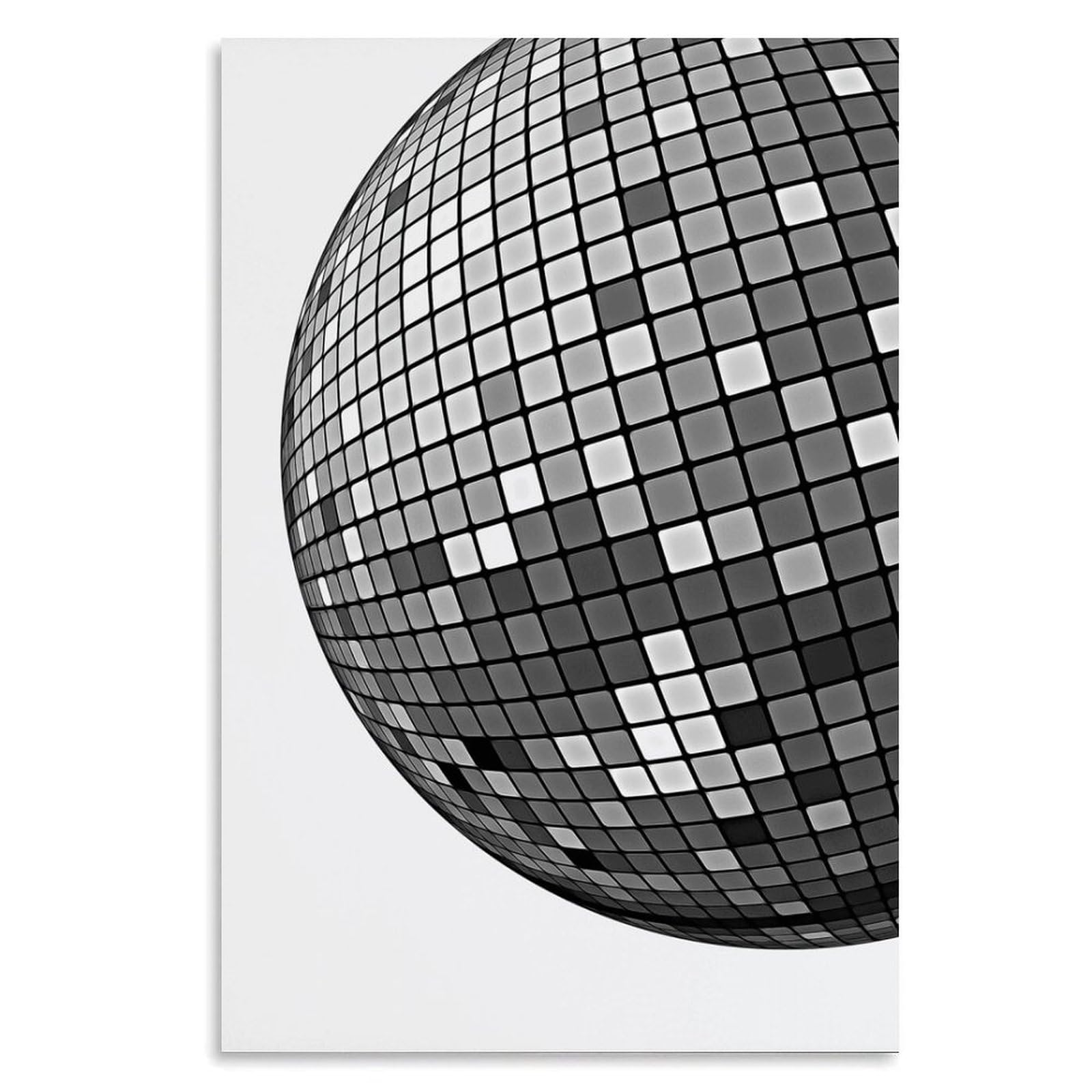 Black And White Disco Ball Poster Funky Retro Disco Posters Vintage Disco Ball Painting Trendy Party Wall Art for Modern Bar Dorm Bedroom Decor Unframe-style 24x36inch(60x90cm)