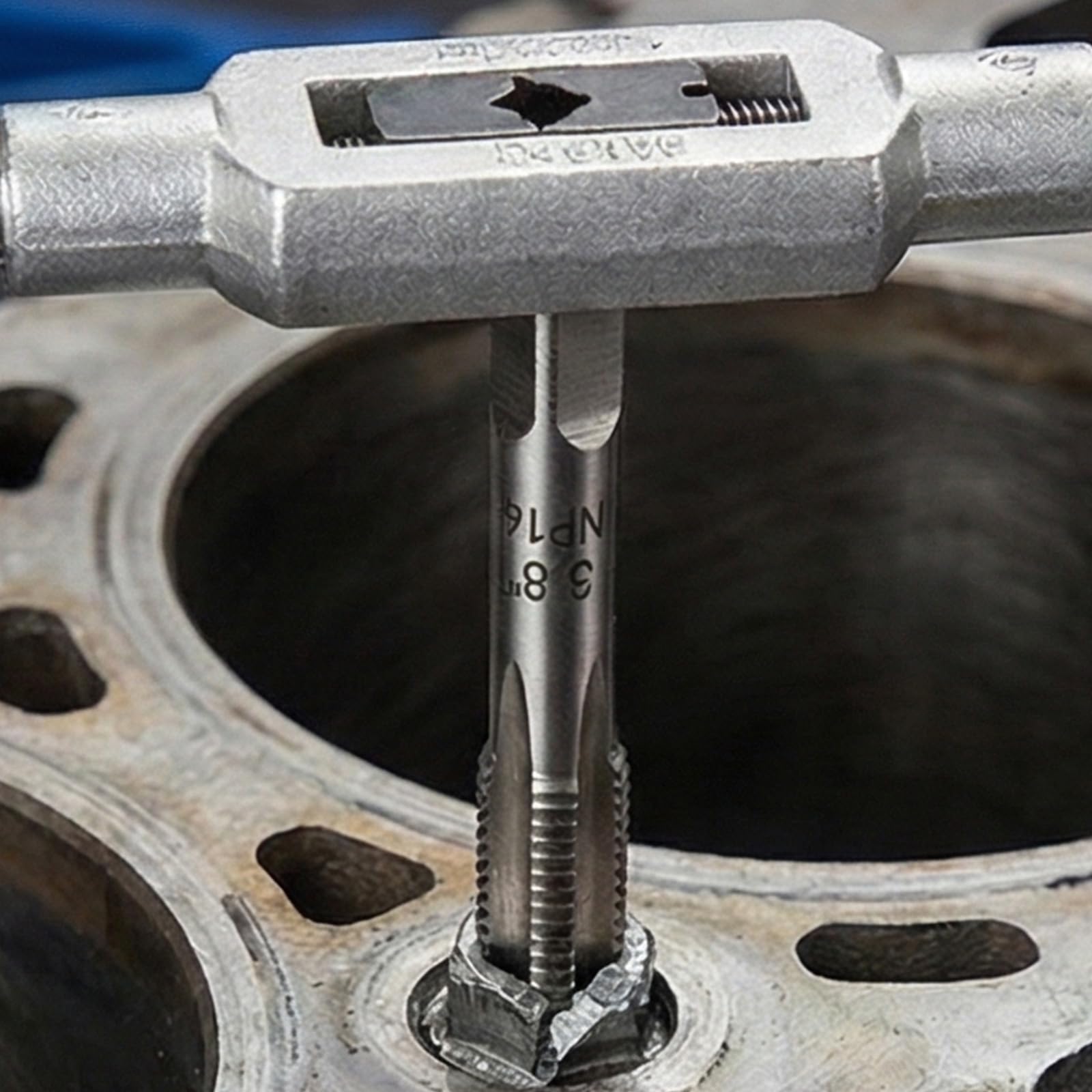 National Pipe - Set di 6 maschi per filettare a mano in acciaio al carbonio per riparazione di filettature, con valigetta, strumento di rimozione dei bulloni