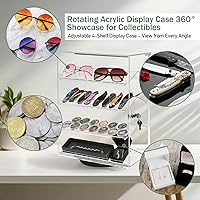Vista 4 de MOOCA Escaparate de gafas acrílicas giratorias de 360 grados con 4 estantes extraíbles y cerradura de llave, vitrina acrílica, ideal para gafas