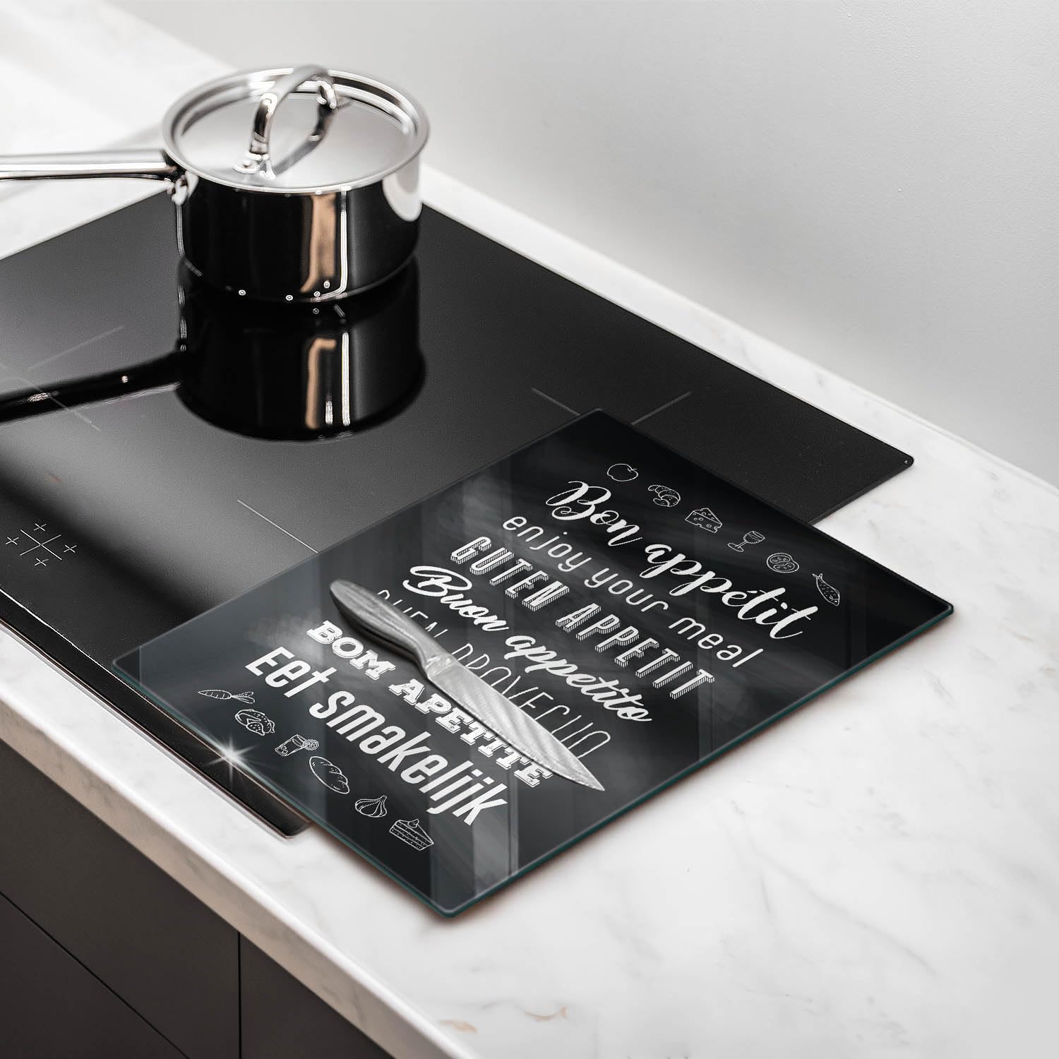 Tabla de cristal | Negro | Superficie impresa