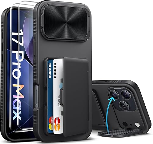 Miniatura 26 de Funda para iPhone Air con soporte para tarjetas, soporte integrado y cubierta para lente de cámara, a prueba de golpes, de silicona resistente a