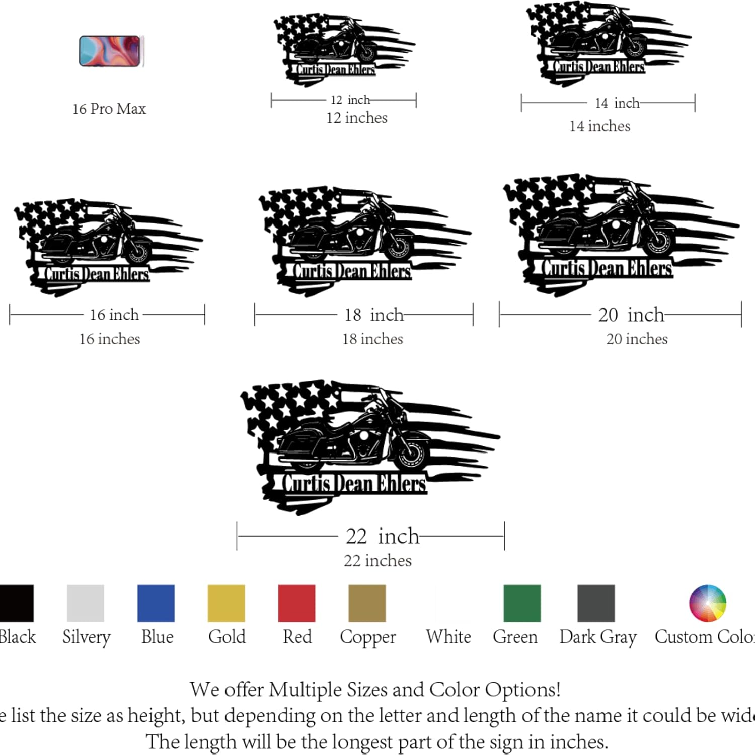 Custom US Flag Motorcycle Metal Sign,Personalized Dirt Bike Wall Decor,Customized Motorcycle Garage Name Sign,Patio Signs and Decor Outdoor,Housewarming Gifts