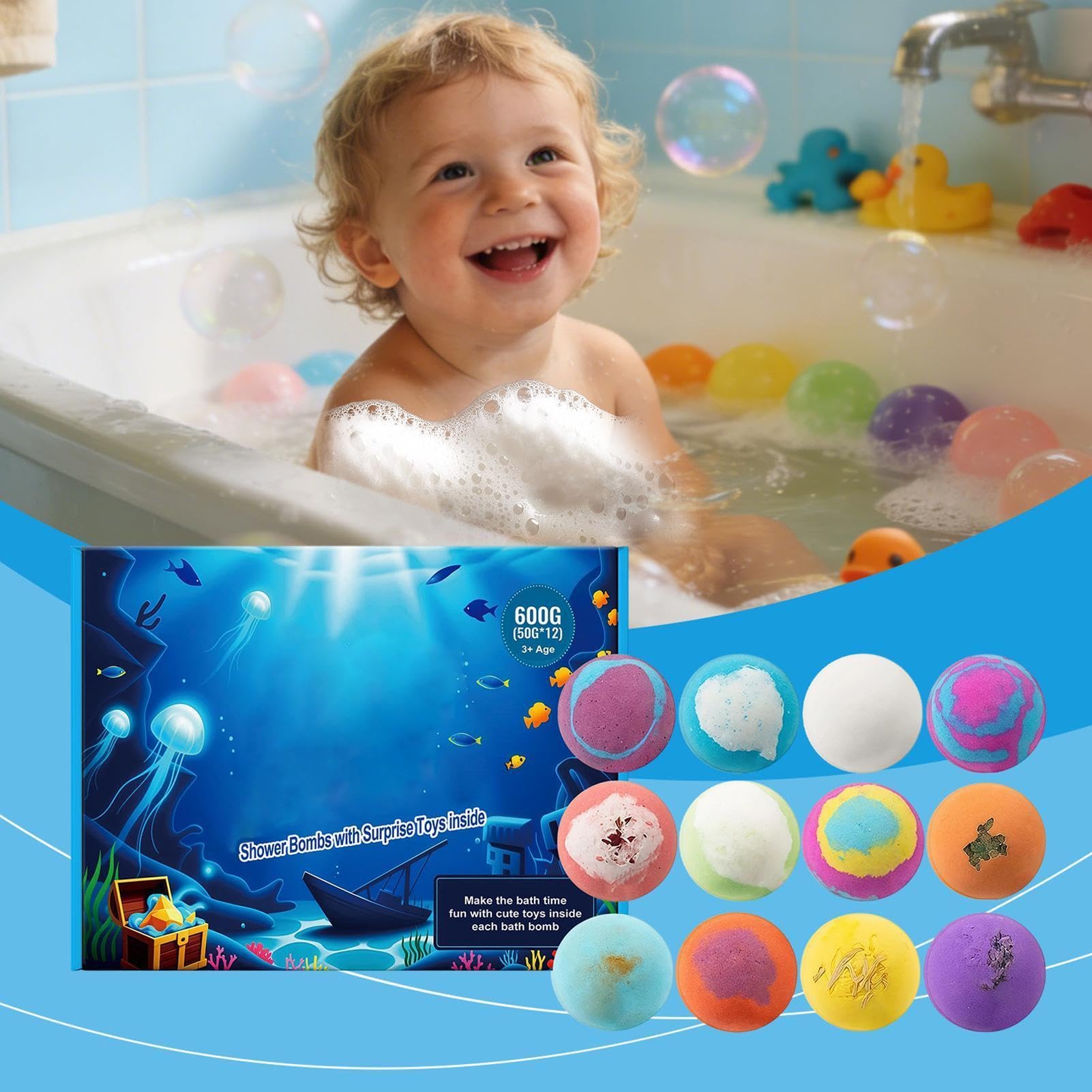Schaumbad Bälle 12-teiliges Set Erfrischende Schaumseife mit Spielzeug