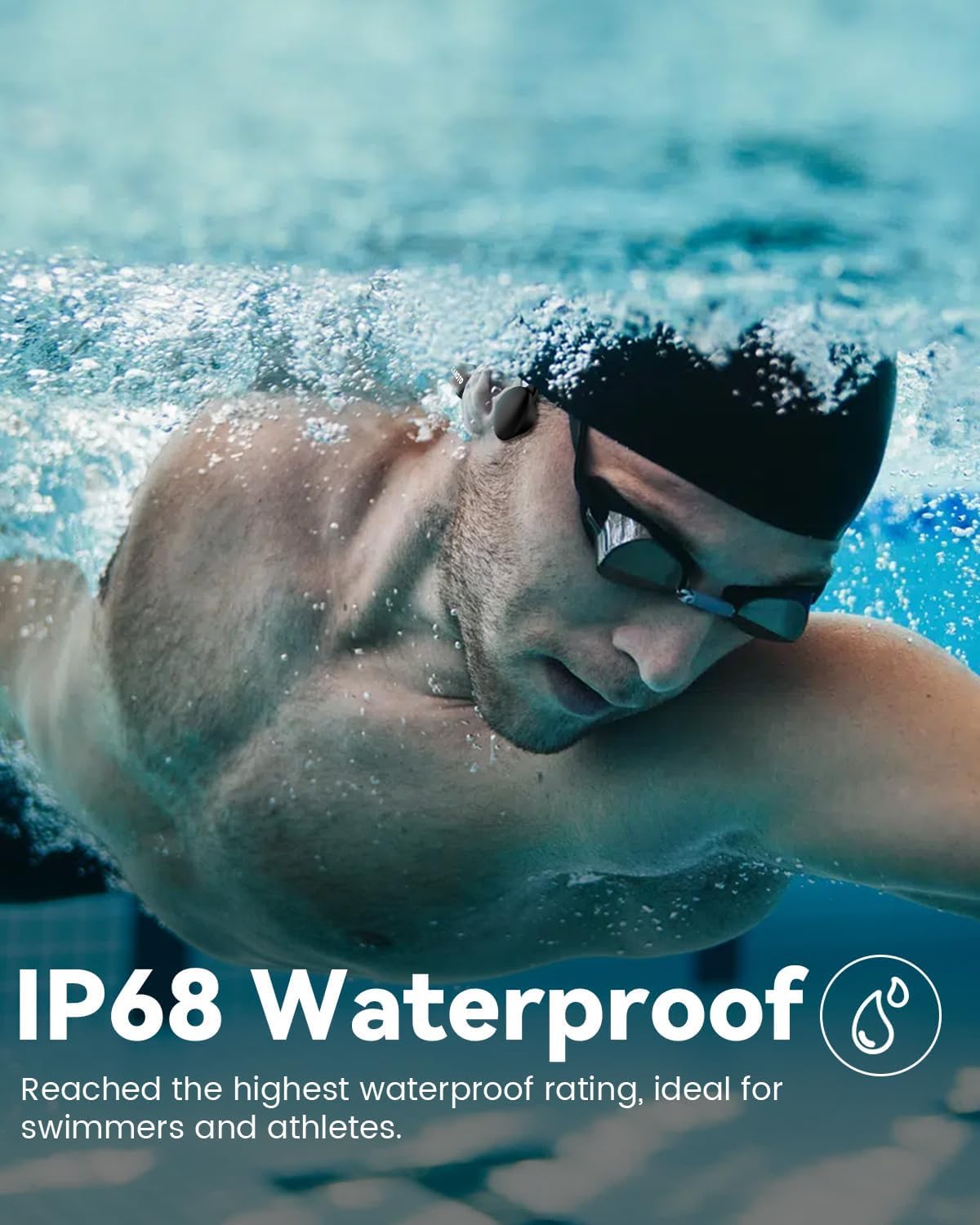 SANOTO Casque Conduction Osseuse Natation, Ecouteur Waterproof Natation IPX8, Casque Conduction Osseuse Bluetooth 5.3, 16GB MP3, Lecture Aléatoire/Séquence, Sauvegarde Automatique, pour la Natation