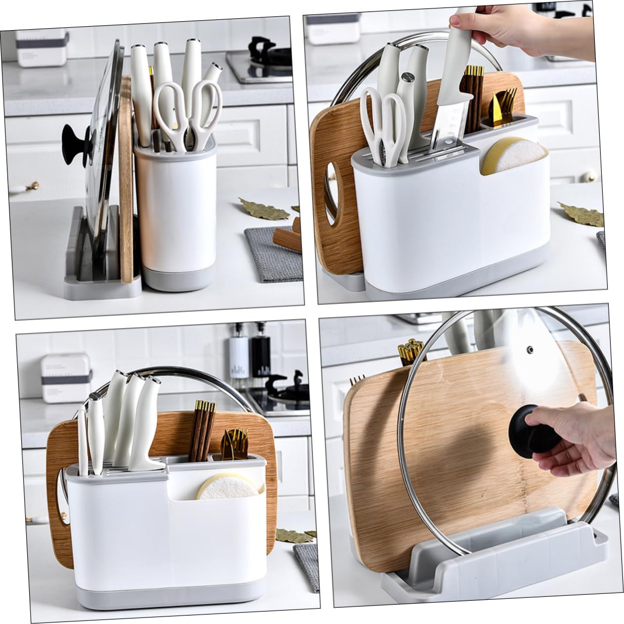 Escurridor de Cubiertos Estante Multifuncional de Cocina Pp Almacenamiento | Diseño Abierto, Capacidad Grande, Limpieza Sencilla, Organización Separada, para Cubiertos y Utensilios