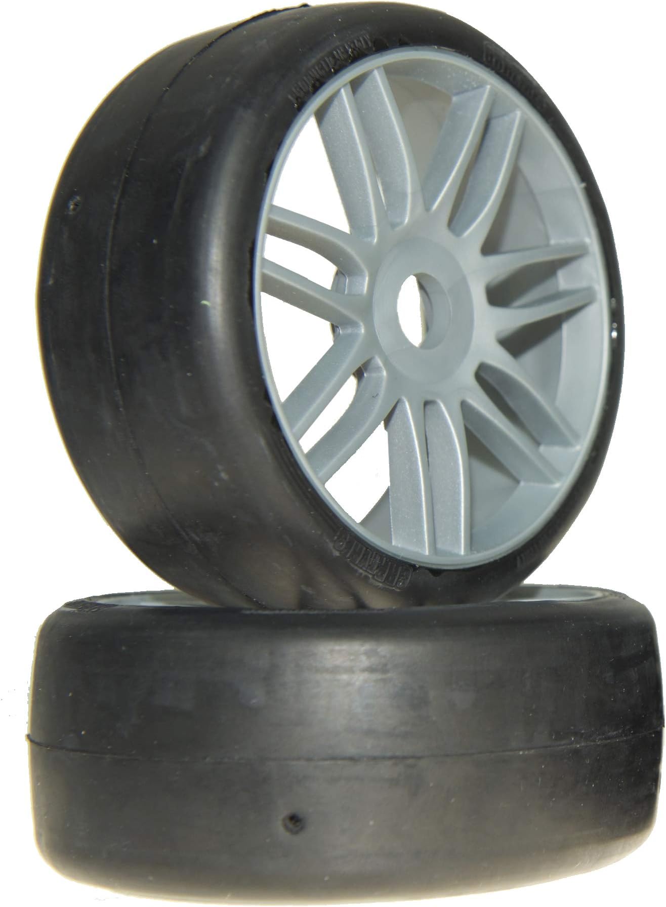 GRP GTK02-S7 1:8 GT T02 Slick S7 MediumHard Mounted Tires Spoked Silver Wheel (2)