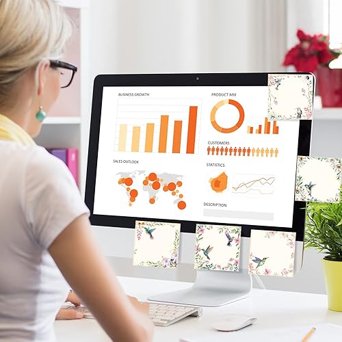 Miniatura 6 de Sabary 450 hojas de notas adhesivas de colibrí de 3 x 3 pulgadas, mini bloc de notas floral de pájaro vintage, regalos para amantes de los