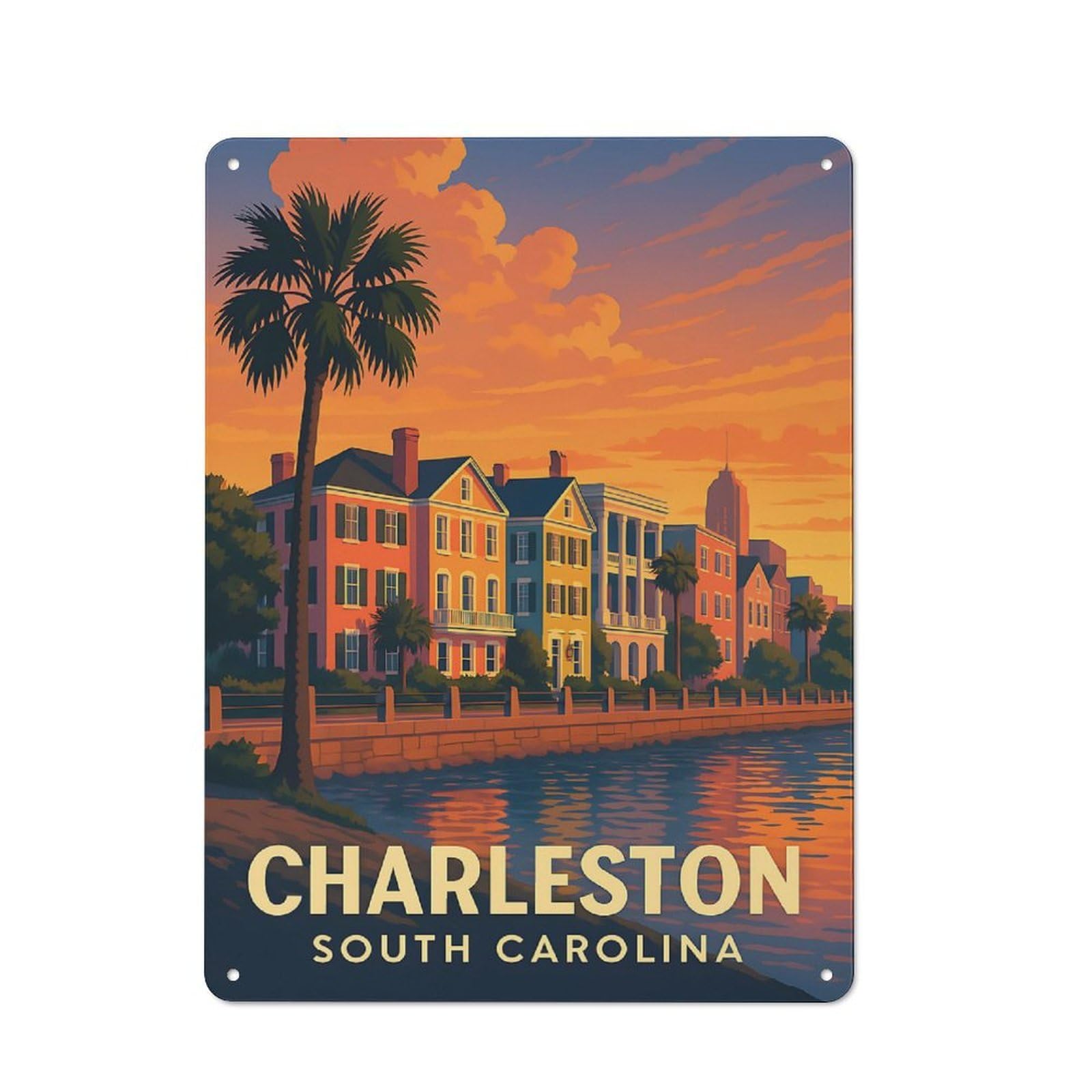 Junmoney Style-10 For Garage Or Workshop, Charleston South Carolina Rustic Metal Plaque 40X30cm, Suited To Wall Displays In Garages And Tool Rooms