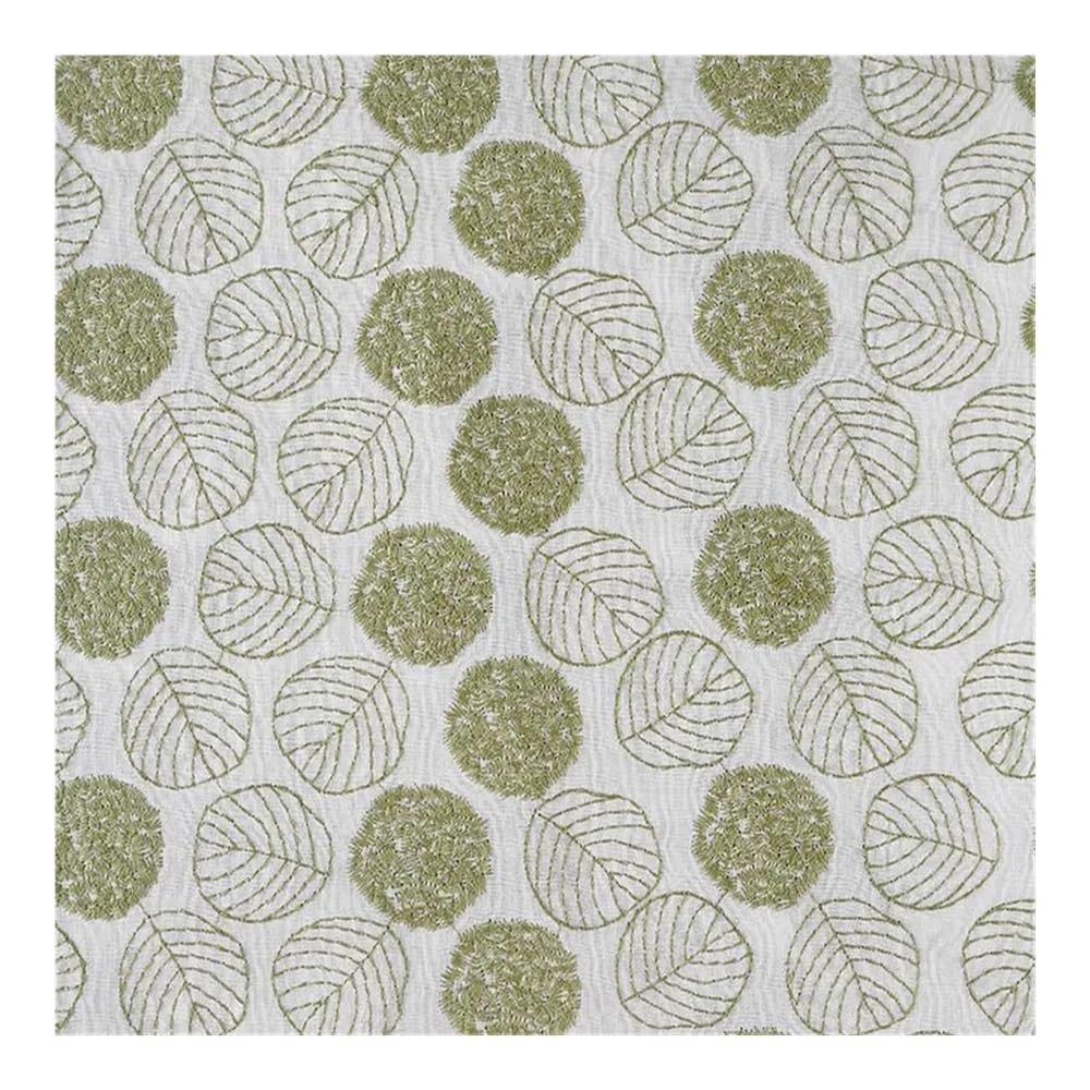 Tessuto ricamato in cotone e lino con fiori fatti a mano, alla moda, per vestiti, borse, cucito (bianco, 90 x 120 cm)
