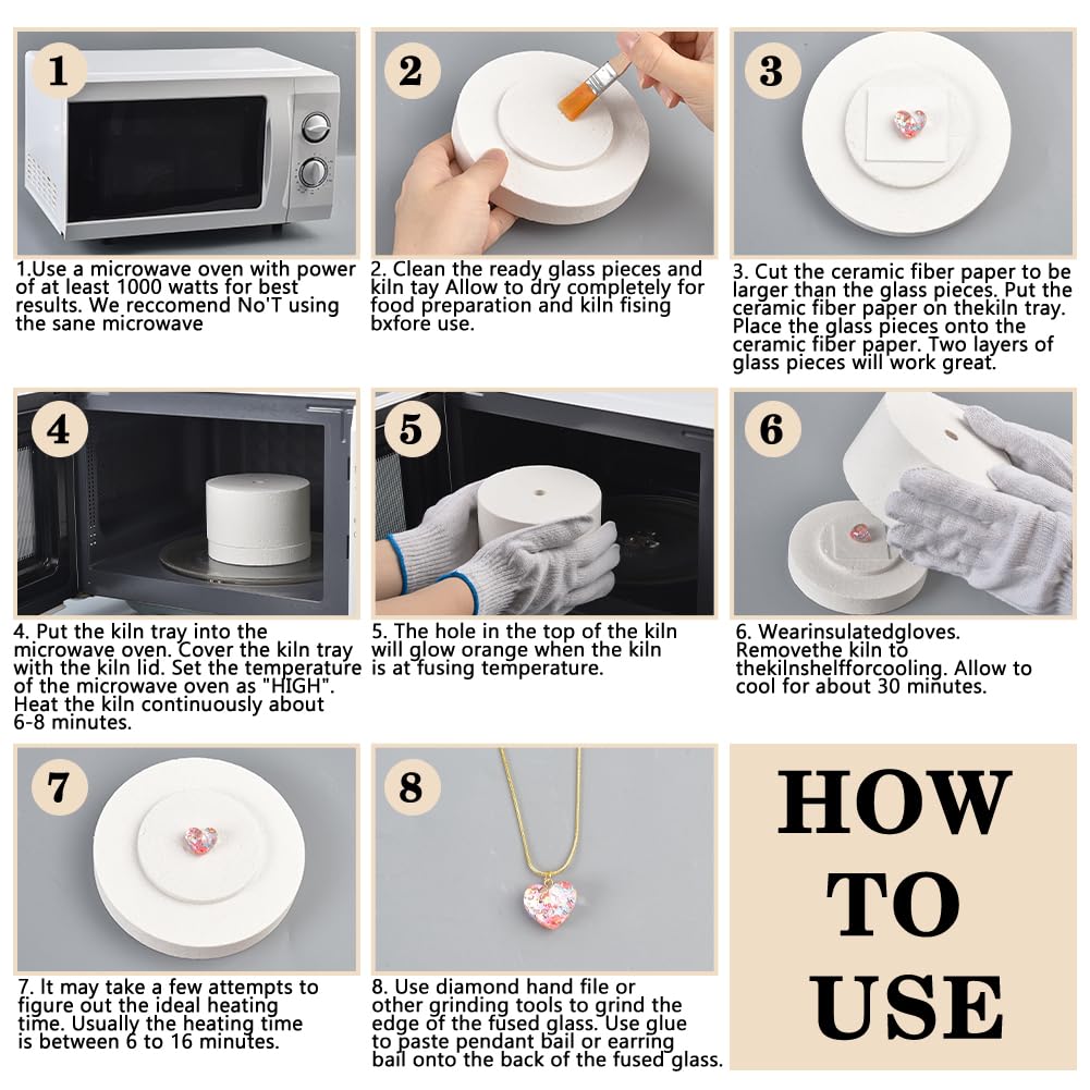 NBEADS 1 set grande forno a microonde con 10 fogli di carta, 12 x 6,50 cm, in vetro, gioielli, fai da te, kit di ceramica per uso domestico, fusione del vetro, fusione, gioielli, fuseworks