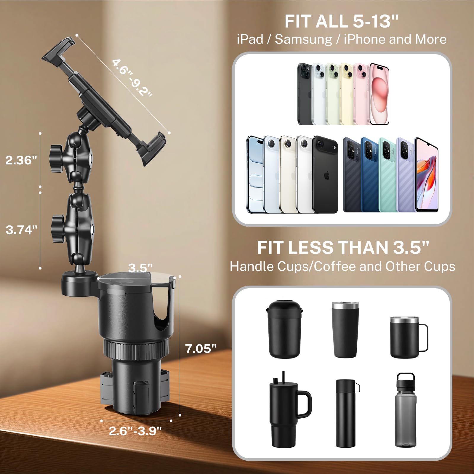 OHLPRO Supporto magnetico per tablet da auto, supporto per telefono per cruscotto auto, forte magnete, con 2 piastre metalliche, supporto per iPad per tutti gli iPhone, Galaxy Tab