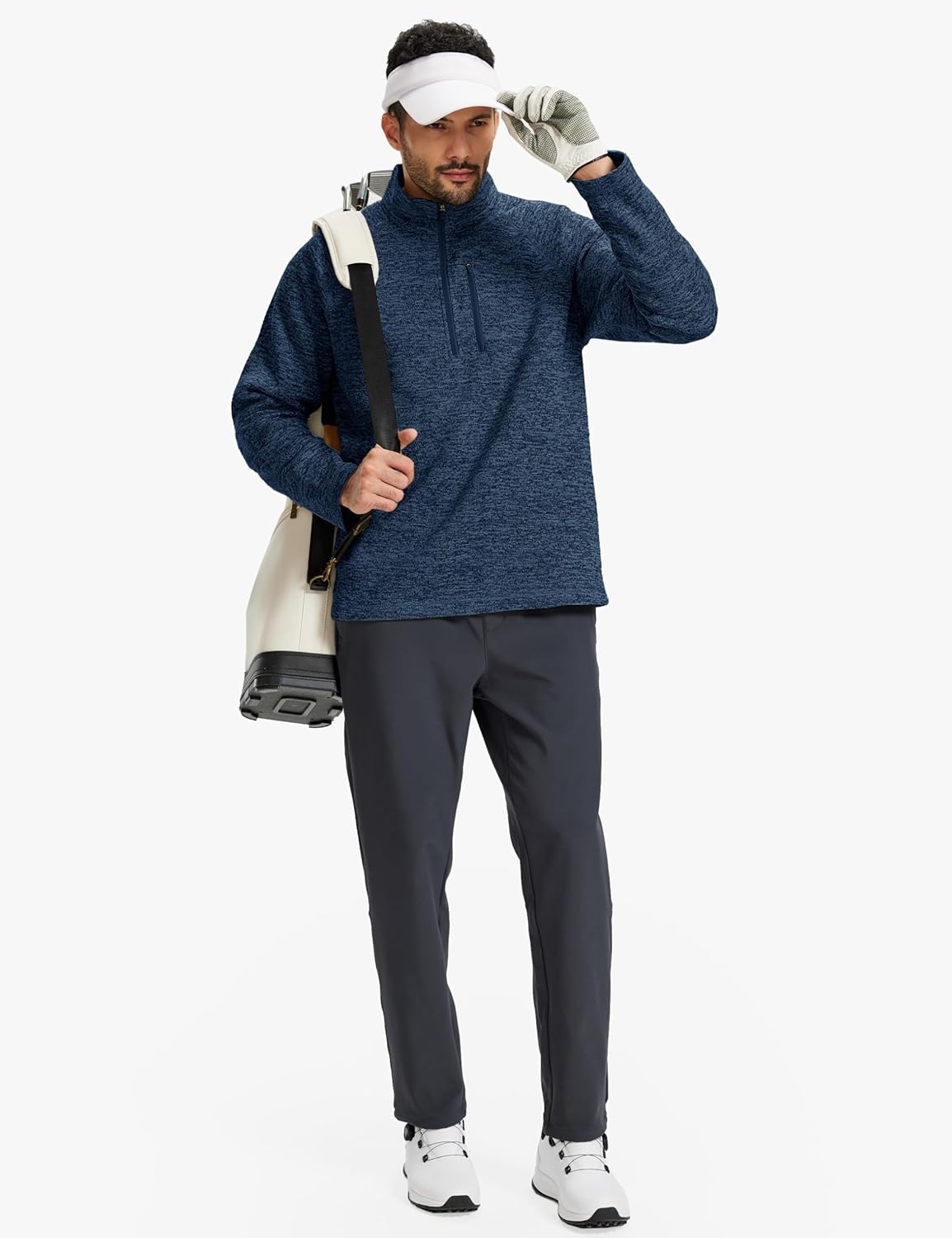TACVASEN Men's Quarter Zip Pullover Long Sleeve Thermal Fleece Sweater Lightweight Casual Golf Sweatshirt with Zipper Pocket - Image 6