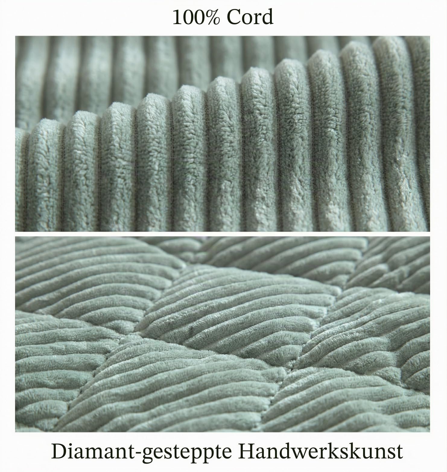 Verstärkter Cord Bettkopfteil Bezug Betthussen, klassisch elegant – elastische wattierte Staubschutz Hülle für gepolsterte Bettkopfteile, leicht zu montieren, Grün (ca. 180x70 cm)