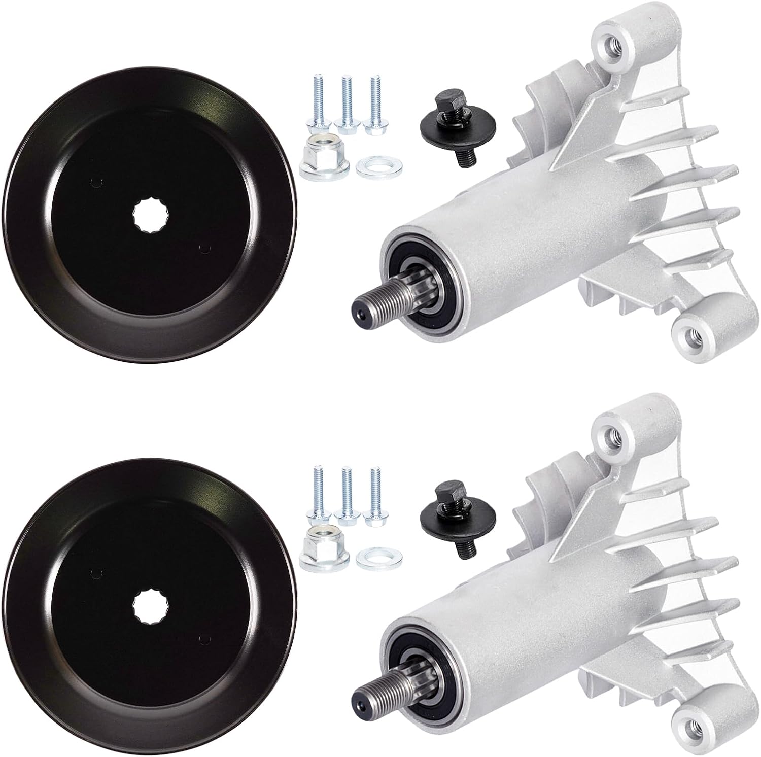 130794 128285 Spindle with 153535 Pulley Parts Fit for 36" 38" 42" Deck Craftsman LT1000 LT2000 DYT4000 DLT3000 LTH2042 LR12 poulan Pro Husqvarna Riding Lawn Mower, Replace 532130794 137645, 2 Pack