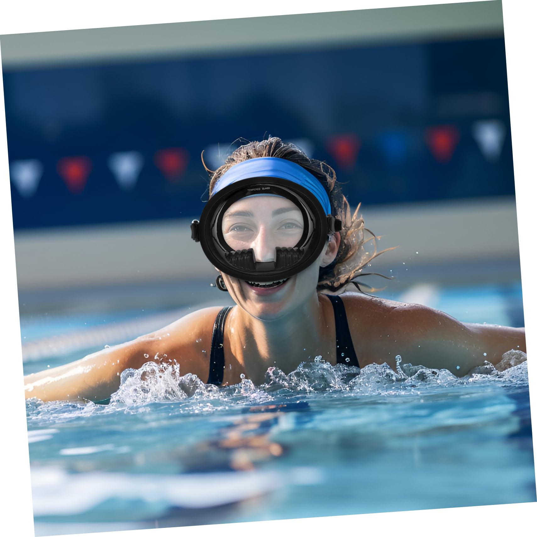 Sosoport Máscara de Buceo Ajuste Cómodo de Visión Amplia Antivaho Silicona y Vidrio Templado Negro para Snorkel y Natación
