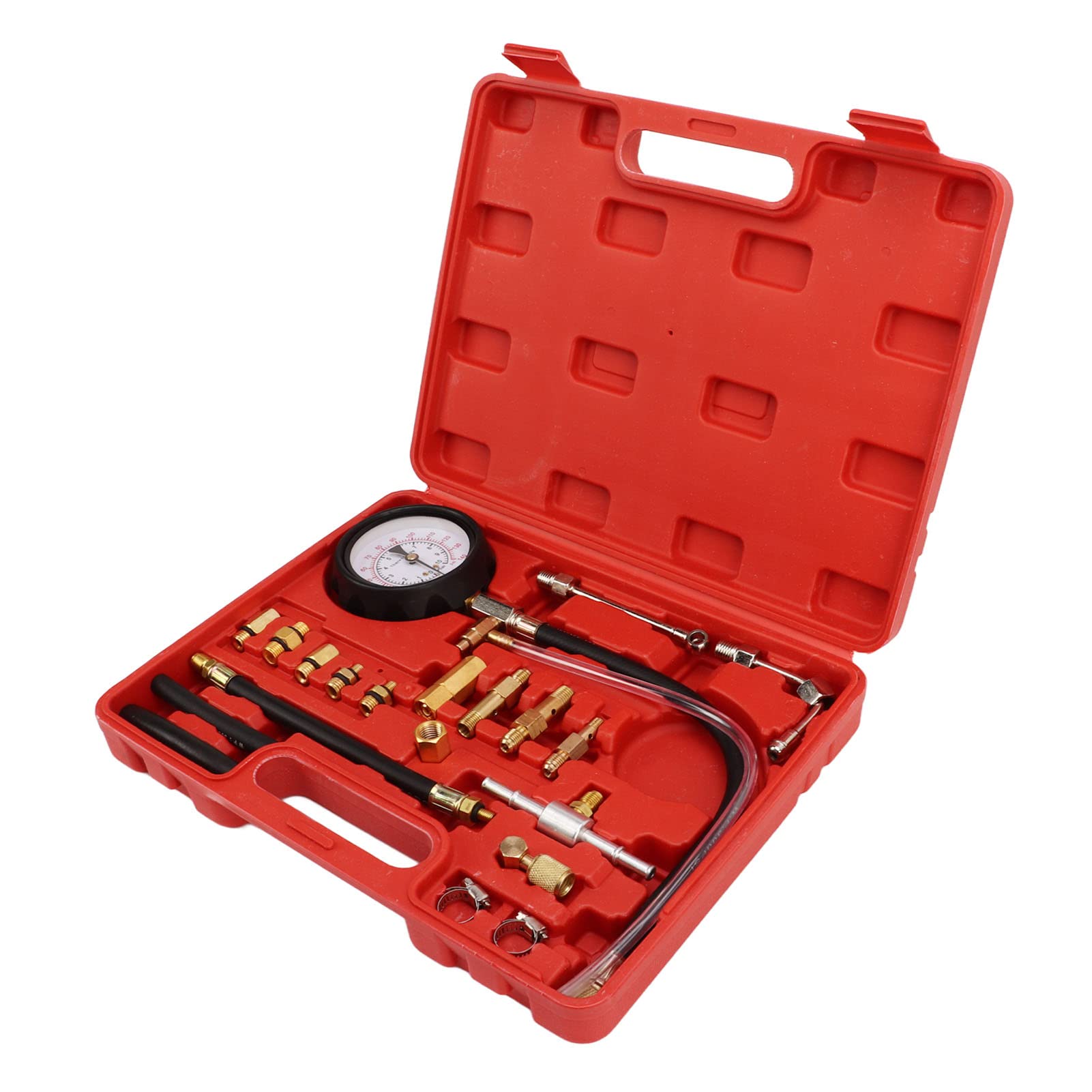 Brrnoo Kit Tester Pressione Iniezione Carburante con Adattatori Strumento Diagnostico Automobilistico da 0 a 140PSI per Motori a Benzina