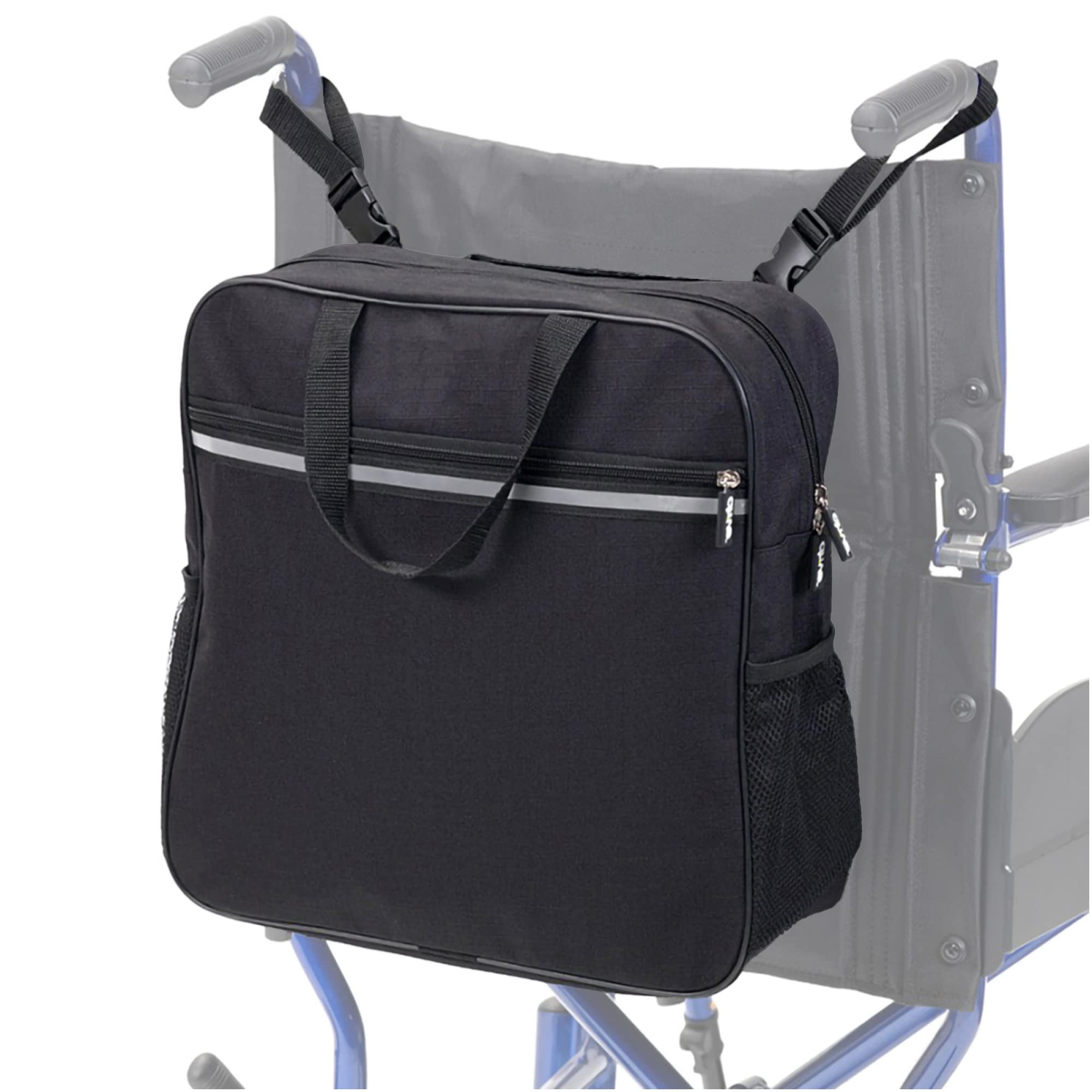 Bolsa de Accesorios para Silla de Ruedas, Bolsa Oxford antiarañazos Bolsa para Andador con Tira Reflectante Segura Cualquier Estilo Andador Silla de Transporte