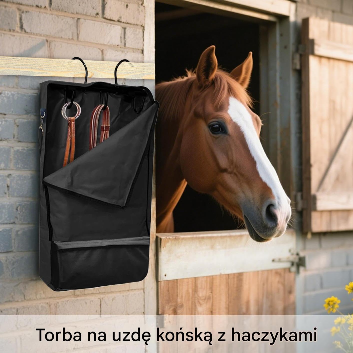 Torba na sprzęt jeździecki Duża Pojemność Przechowywania Dla Zwierząt Uzdy | Worek do Przechowywania Sprzętu dla Koni z 3-Ramiennym Wieszakiem Organizer Dla Zwierząt Ogłowie Brittle