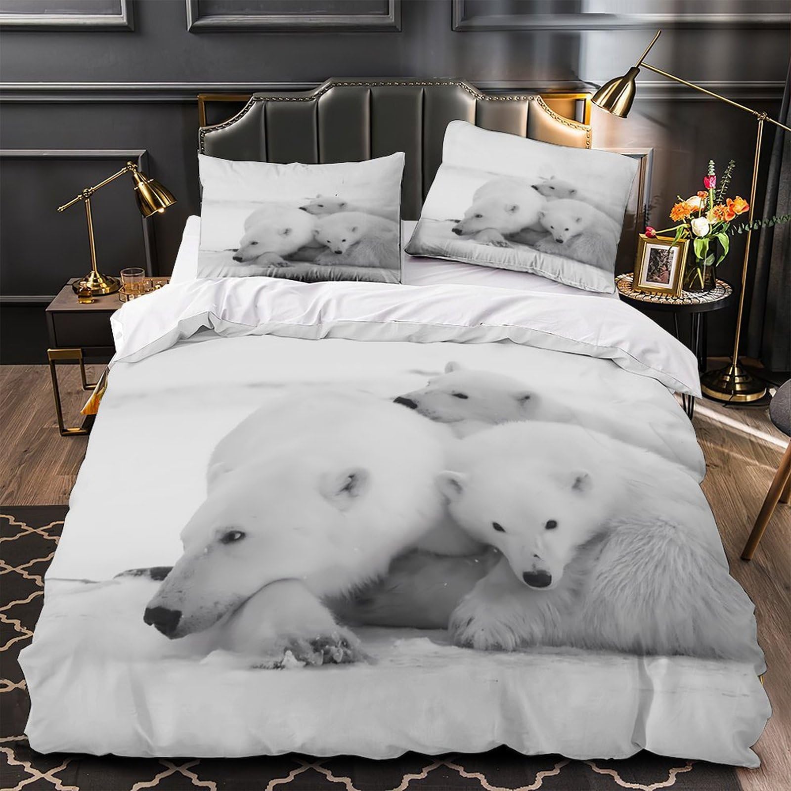 Housse de couette ours polaire parure de lit microfibre 200x200