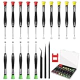 STREBITO 19-Piece Small Screwdriver Set&comma; Mini Precision Screwdriver Set with Case&comma; Phillips&comma; Slotted&comma; Torx&comma; Tweezers&comma; Precision Screwdriver Kit for Eyeglass&comma; Watch&comma; Jeweler&comma; Computer&comma; Laptop&comma; Phone