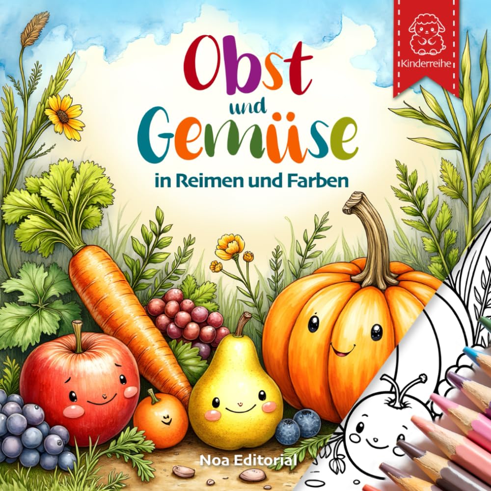 Obst und Gemüse in Reimen und Farben: Ein liebevoll gestaltetes Malbuch für Kinder im Alter von 2 bis 8 Jahren.