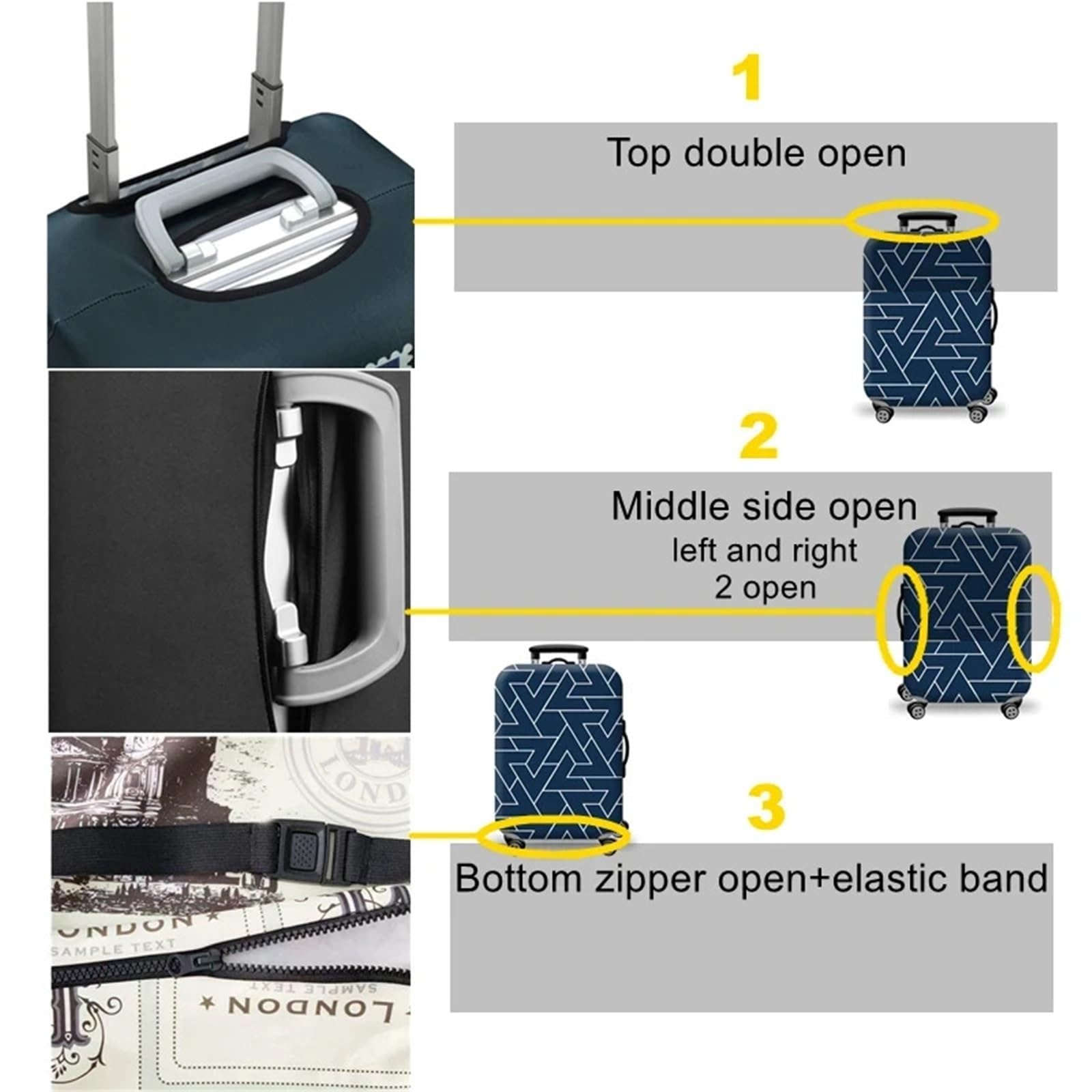 2 stücke Gepäck Abdeckung Stretch Stoff Koffer Schutz Staub Fall Geeignet for Reise Veranstalter Für Koffer(Colorful dot,M)