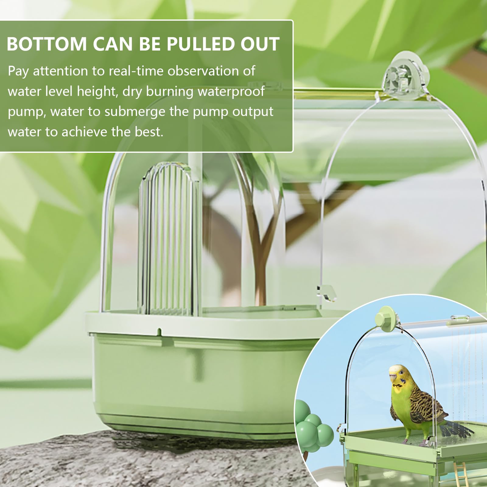 Baignoire pour Oiseaux, Bain d'oiseau Suspendu Cube Bain d'oiseau Automatique Baignoire boîte de Bain Bol Cage Accessoires pour Petits Oiseaux Canaris Perruches