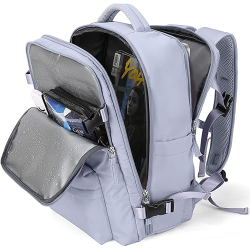 WONHOX Carry on Travel Laptop Backpack for Women Men Flight Approved,Backpack for Women Travel Bag Hiking Outdoor Sports Rucksack Casual Daypack, Taro Purple