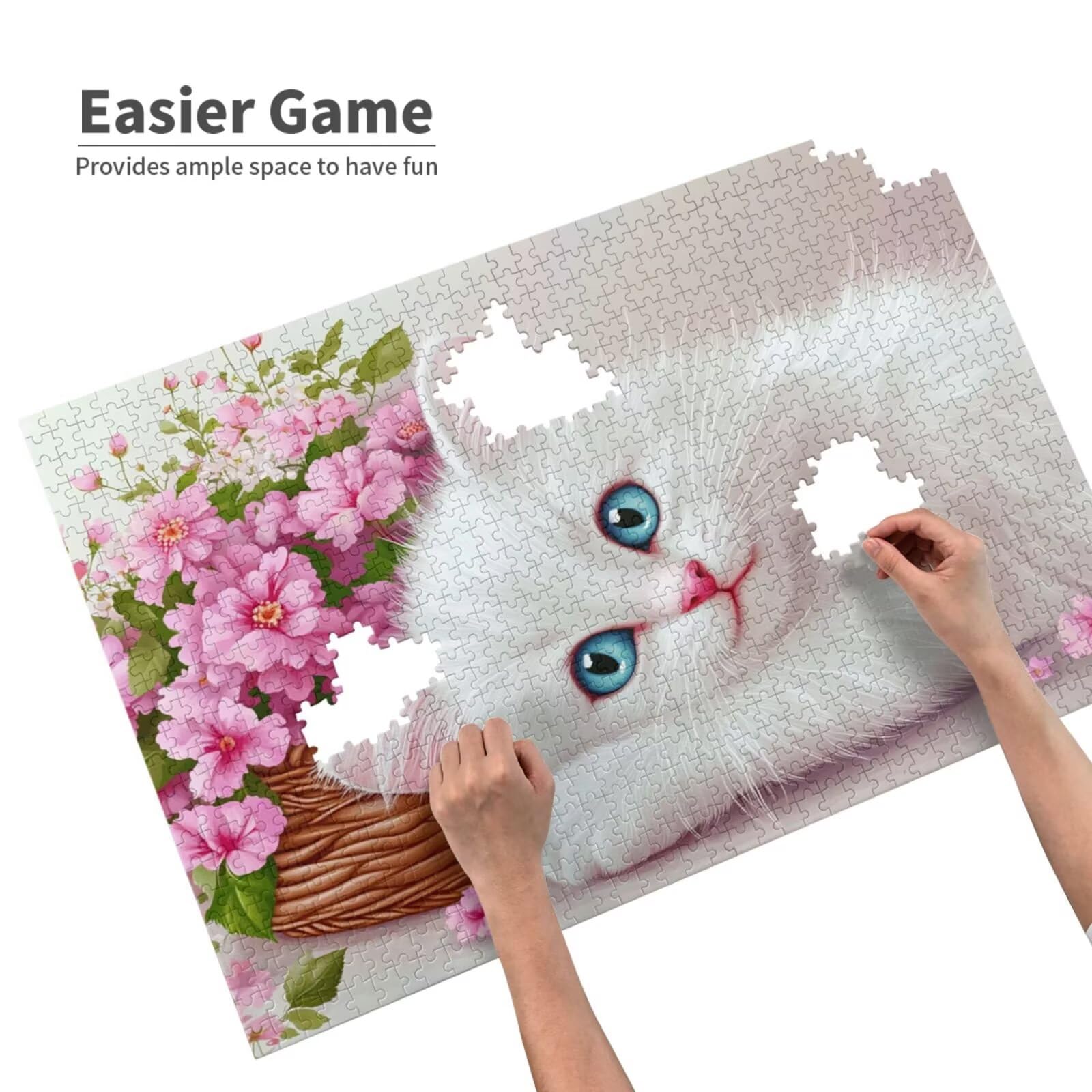 Puzzle kot, 6000 elementów, puzzle kwiatowe dla dorosłych, z pudełkiem na prezent, "zrób to sam", duże drewniane puzzle dla dorosłych, gra zręcznościowa dla całej rodziny, prezenty dla kobiet, 105 x