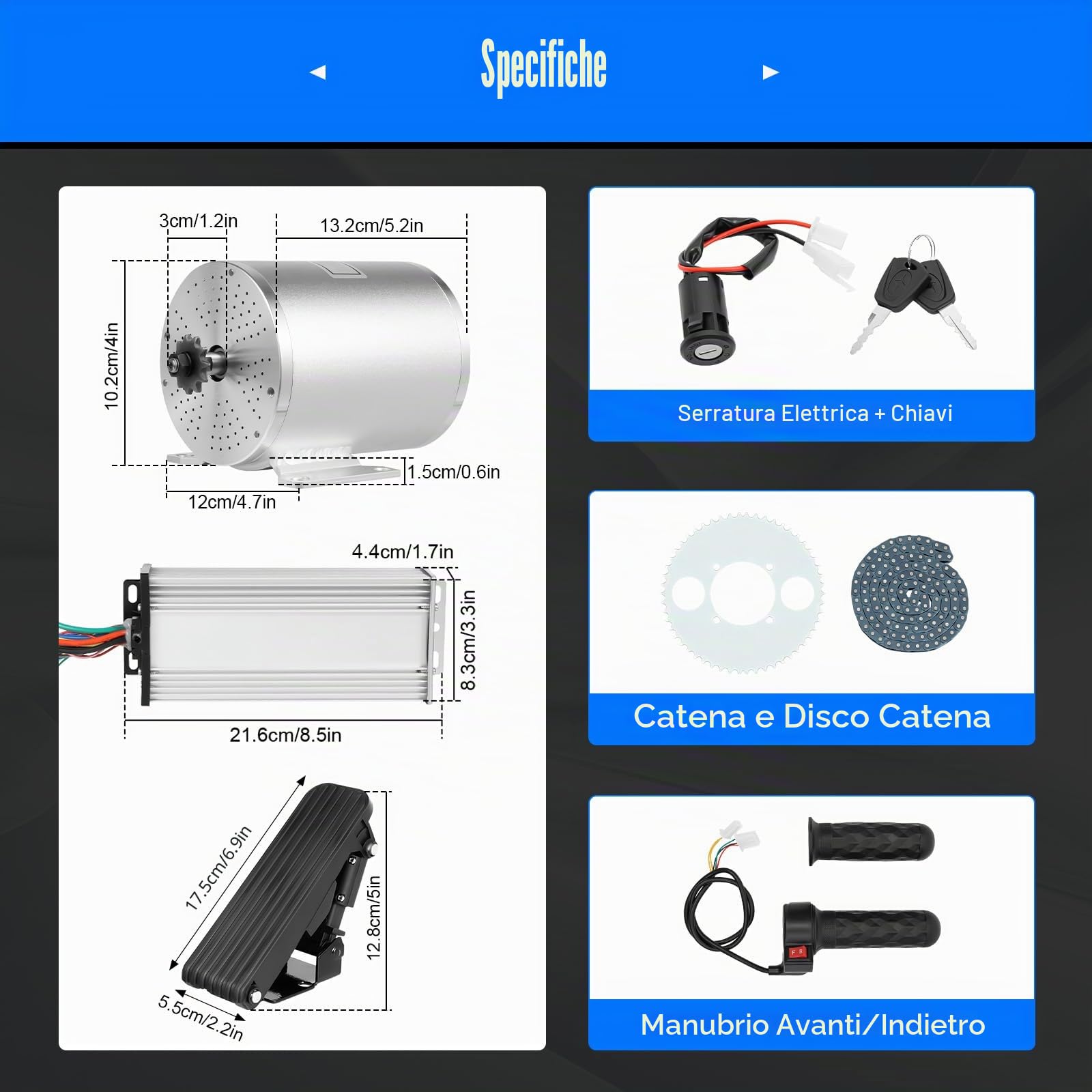 48-72V Motore a corrente continua senza spazzole da 3000W, kit di controllo del convertitore fino a 200kg, 6000RPM, motore elettrico con dispositivo di controllo, kit di motore elettrico per moto
