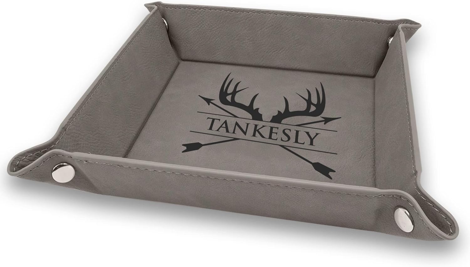 Engraved Catchall Jewlery Tray, Desk Organizer For Men Women, Engraved Key Tray, Black PU Leatherette Valet Tray, Valet Tray For Men, Personalized Valet Tray