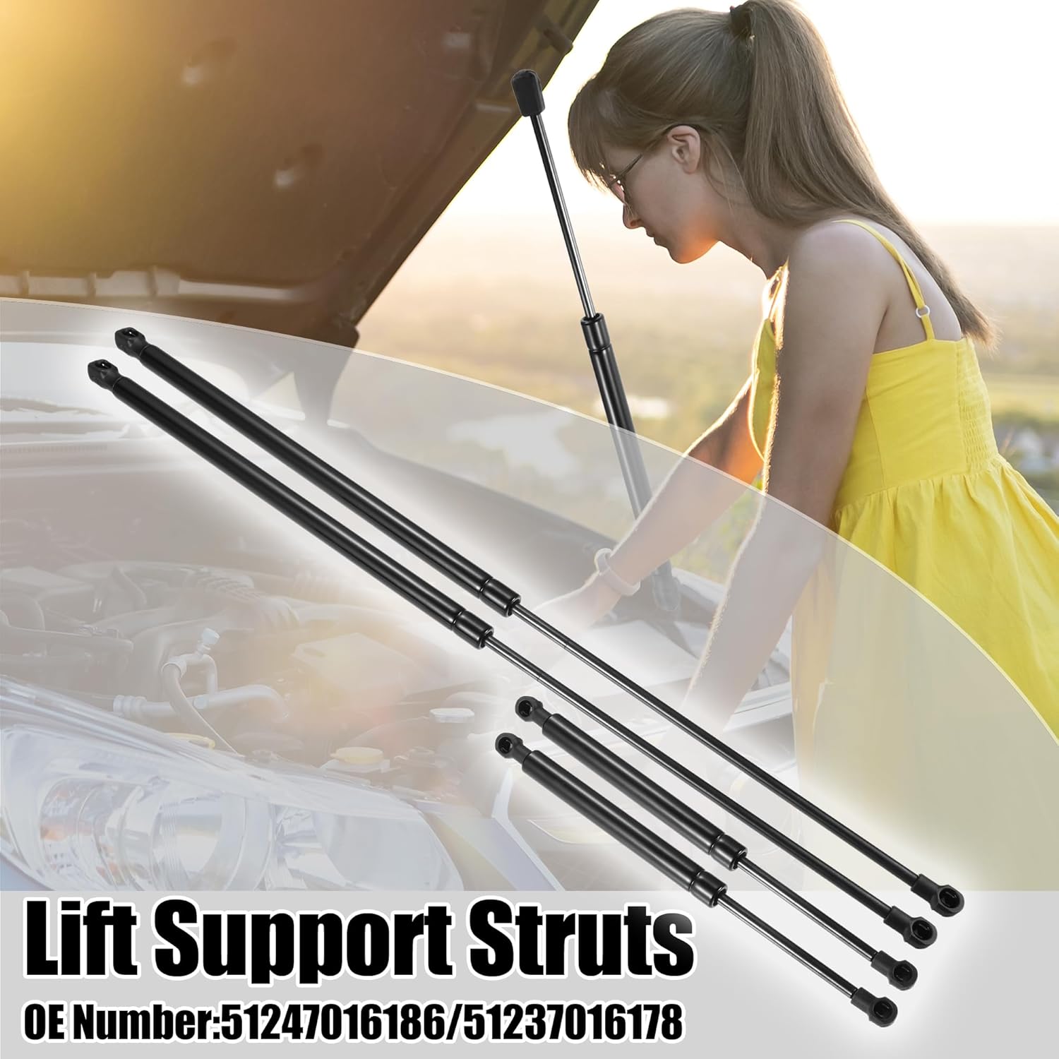 X AUTOHAUX 4pcs Front Hood & Rear Liftgate Lift Support Gas Struts Gas Spring Shock for BMW E85 Z4 2003-2008