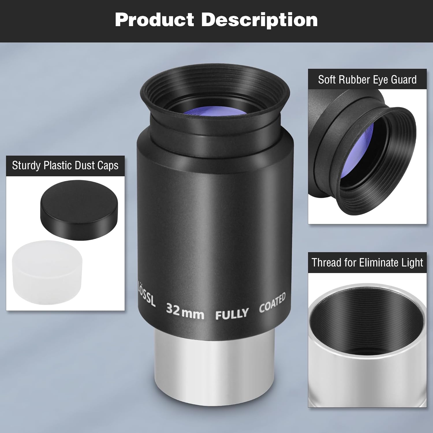 Alstar 1.25 Inch Plossl Telescope Eyepiece Set - Bundle with - 12.5mm Illuminated Reticle Plossl Telescope Eyepiece